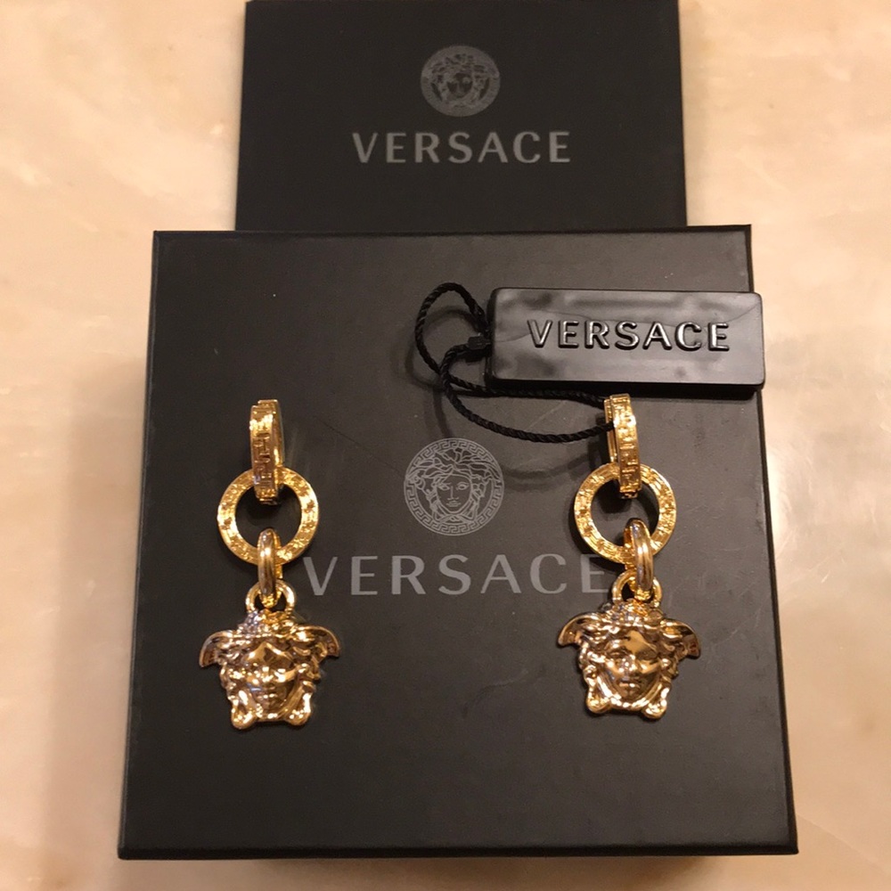 Versace Medusa Head Drop Earrings NWT - Picture 3 of 8
